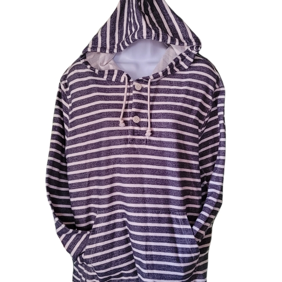 J. Crew Fleece Nautical Style Striped Hoodie Pullower - Picture 1 of 9